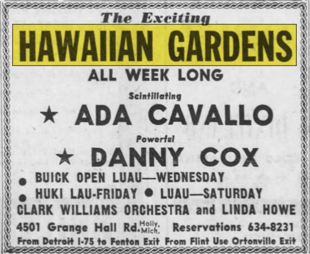 Hawaiian Gardens Restaurant and Motel - Jun 1967 Ad